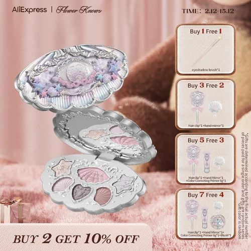 Paleta de maquillaje de 6 colores Flower Knows Shell's Jewel Collection