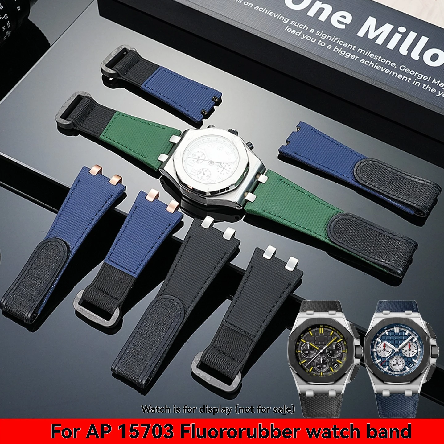 Tali FKM 26Mm 28Mm untuk AP Audemars Piguet Royal Oak Seri Lepas Pantai 26470 15703 Tali Jam Tangan Dasar Kulit Asli Fluororubber