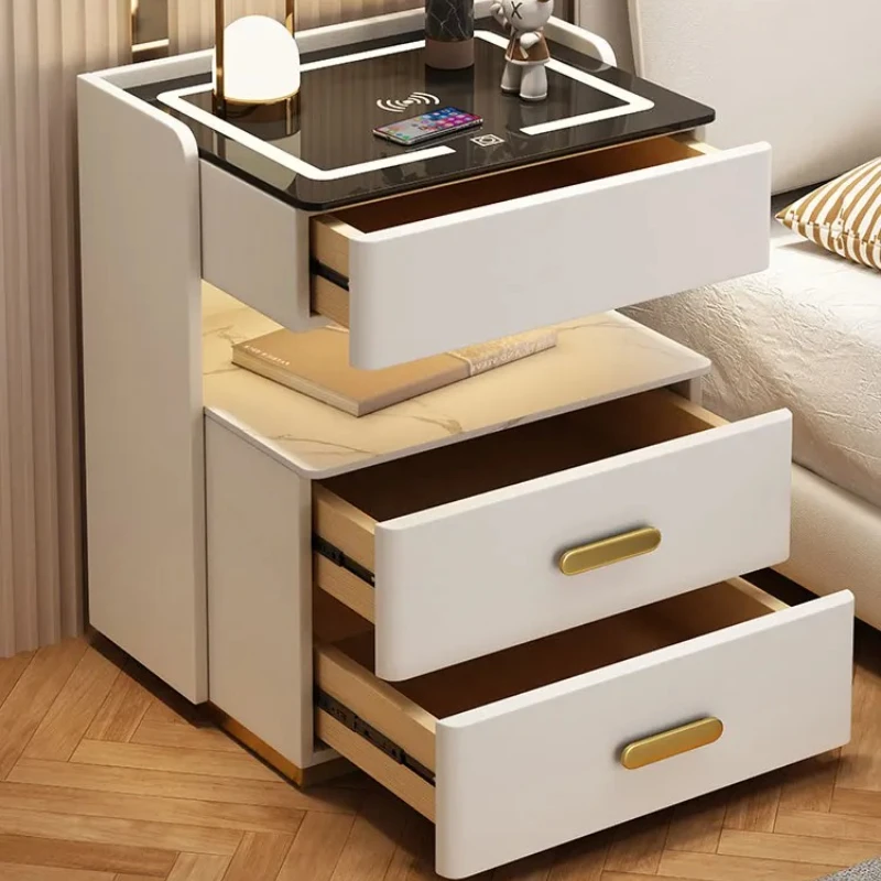 منظم مكبر صوت بلوتوث لغرفة النوم، قفل بصمة الإصبع مريح، منضدة مريحة اقتصادية وعصرية للشحن، أثاث فريد من نوعه