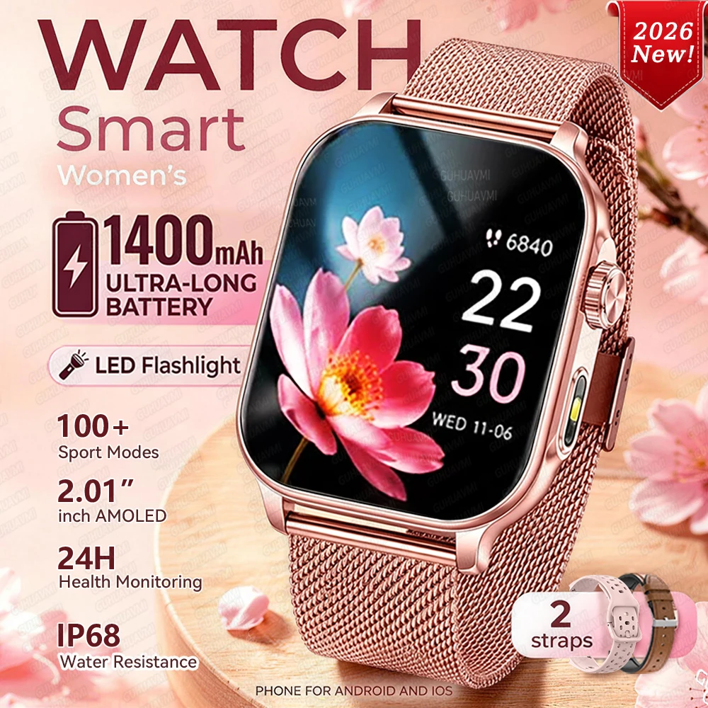 2026New Smart Watch For Women Gift  HD AMOLED Full Touch Screen Sports Fitness Watches Bluetooth Calls Digital Smartwatch Ladies