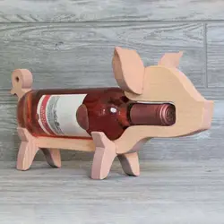 Dog Elk Wine Rack Dog Little Pig Bottle Holder Animal Shape Wooden Wine Stand Countertop Freestanding Wine Holder Home Decor