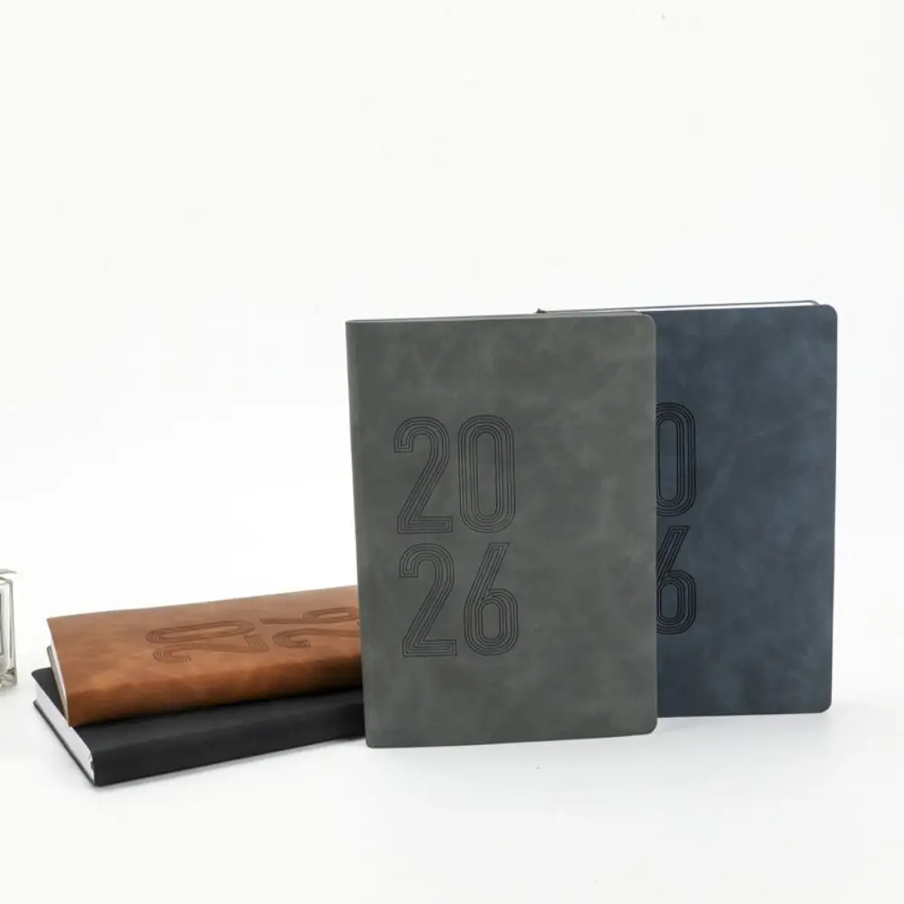 

2026 365 Days Efficiency Notebook Yearly Schedule English Version Office Work Planner Texture PU Leather Cover