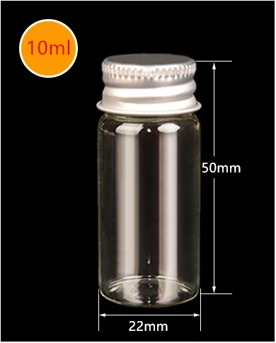 Lot de 100 Mini bouteilles d'huile essentielle, avec bouchon Transparent, rechargeables, en verre, pour cosmétiques, 5/6/7/10/14ml