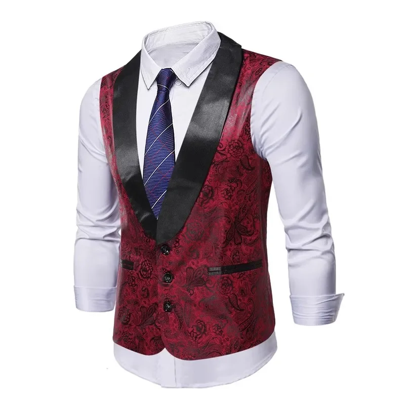 

Printed Men's Suit Vest, Retro Men's Wedding Party Vest, Men's Slim Fit, Fashionable and Personalized Vest