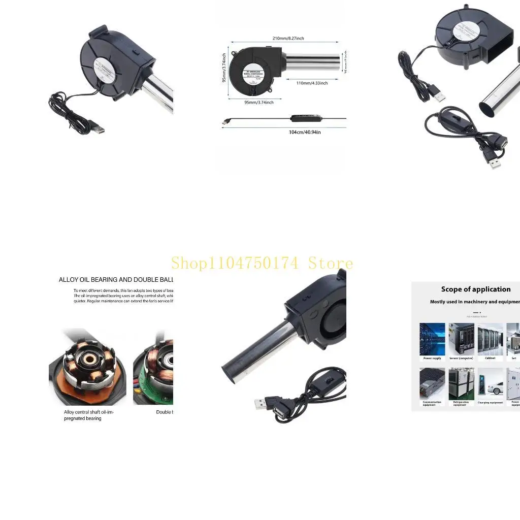 

9733 Camping Blower With 3 Speed Modes USB Powered Portable Firewood Stove Tool top sale