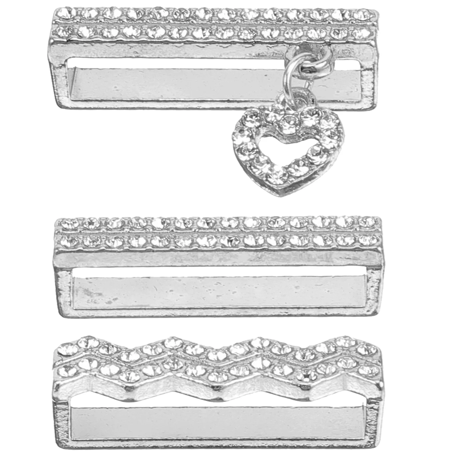 

3 Pcs Watch Band Decoration Rhinestone Charm Metal Rings Strap Silver Color Easy Use Durability Silicone Watchband Charms