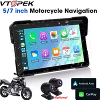 Vtopek 5 ""/7"" pulgadas motocicleta DVR navegación GPS reproductor Multimedia inalámbrico CarPlay Android Auto IPX7 grabadora de pantalla impermeable