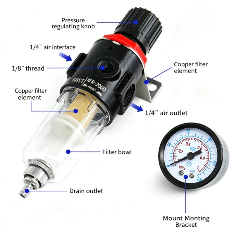 Dental Chair Air Pressure Reducing Valve Pressure Regulating Valve Air Filtration Regulating Valve Dental Chair Unit Equipment