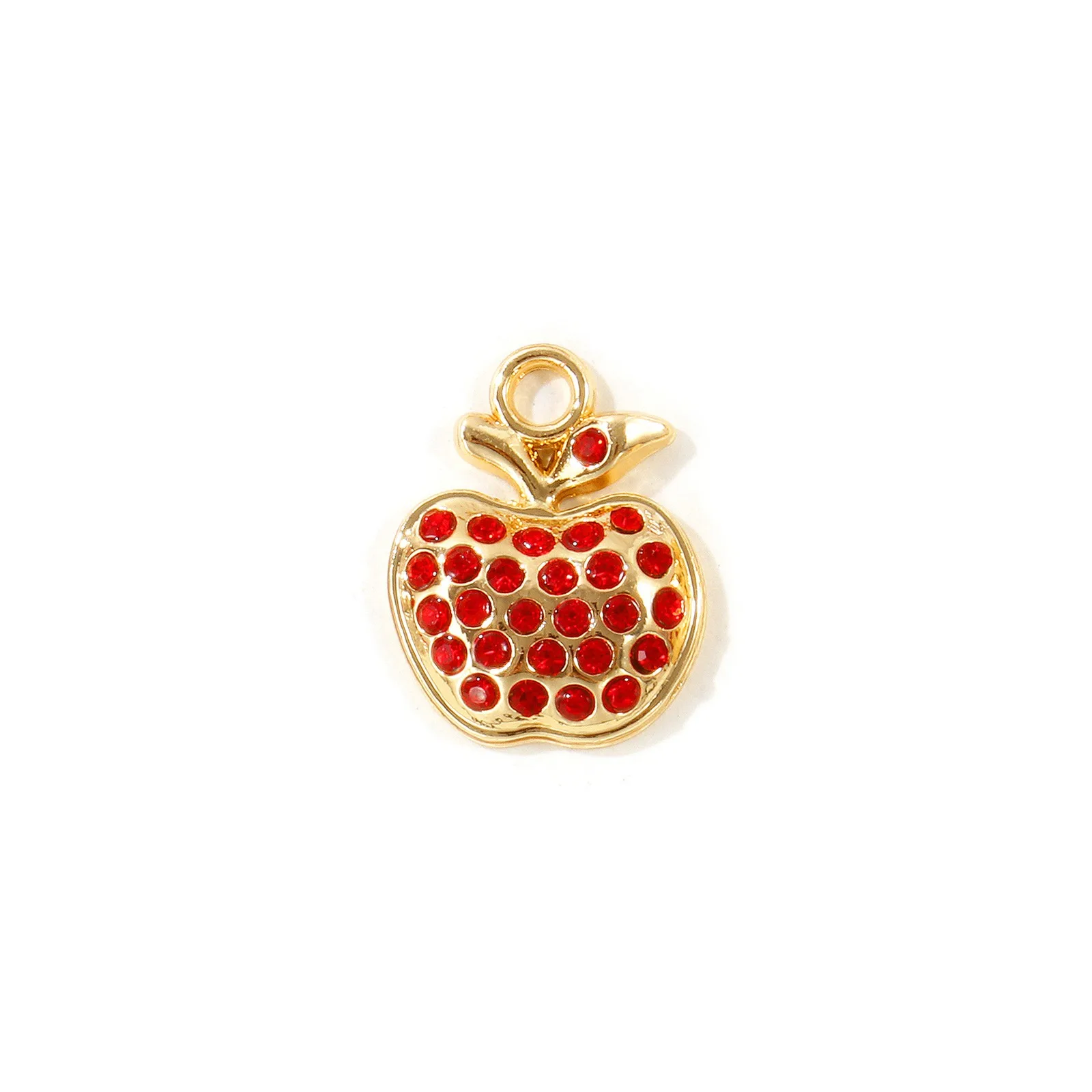 10 Stück Mehrfarbige Frucht-Anhänger (Erdbeere, Kirsche) mit roten Strasssteinen, Zinklegierung, für Damen, DIY-Halskette, Armband, Schmuckzubehör – Detail 3