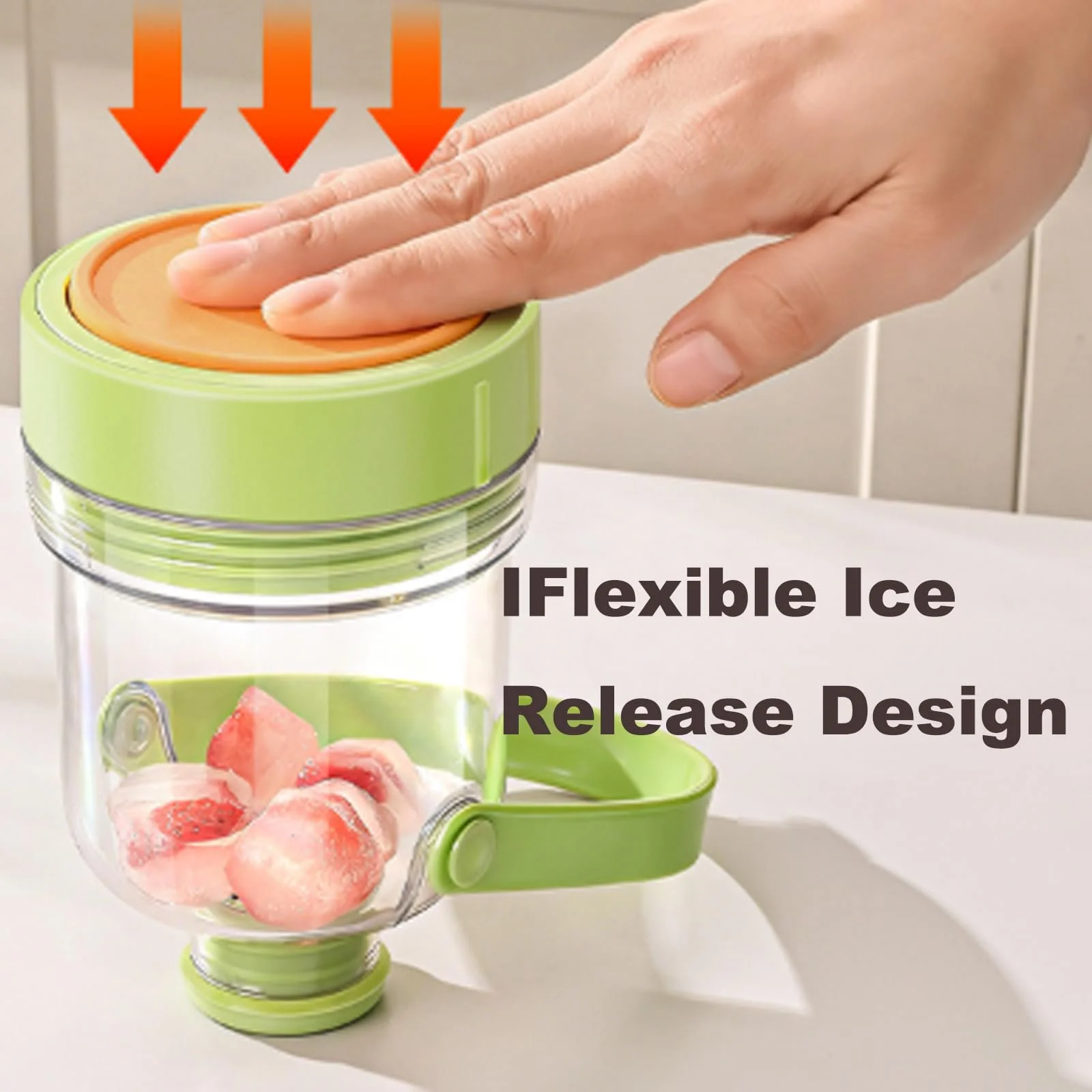 Picture 4: Transparent Water Bottle Ice Maker with Ice Tray, 2-in-1 Iced Cube Bottle, Portable Silicone Cube Cup, Easy Press to Release Tra