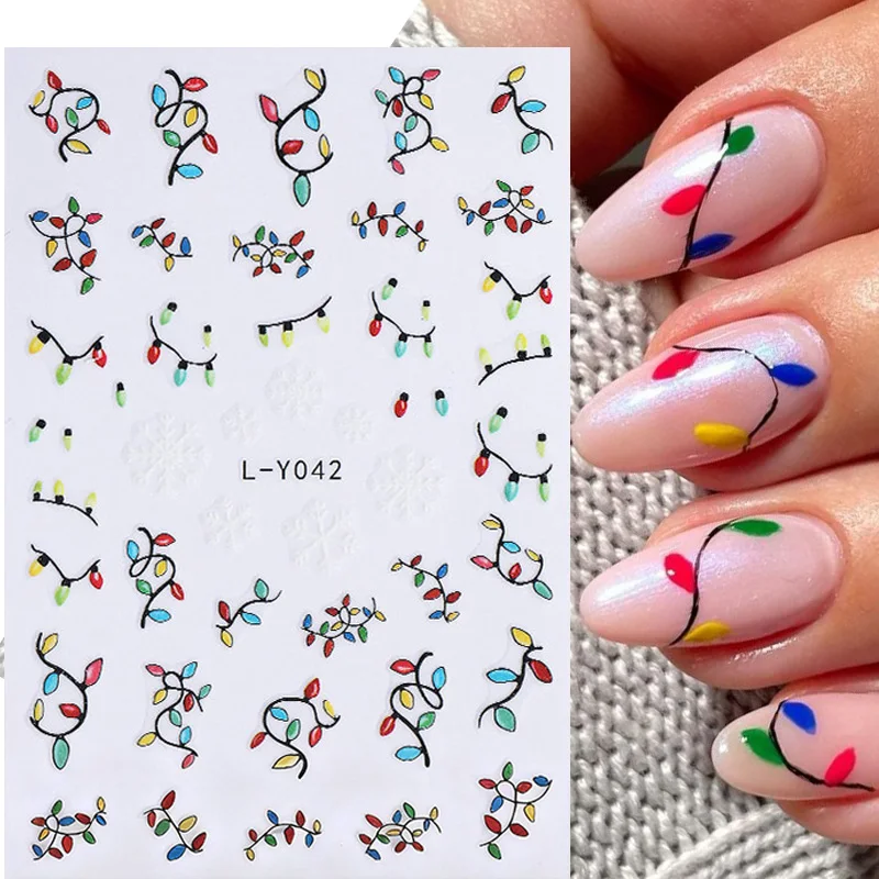 1 قطعة ملصقات أظافر عيد الميلاد المضيئة أضواء ملونة نجوم تصميم في الظلام النيون مسمار المنزلق ملصق مانيكير الزينة