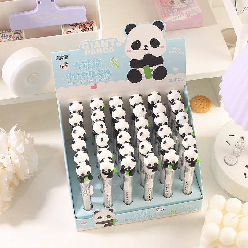 Cute Panda Eraser Cartoon Panda Telescopic Pencil Eraser School Student Stationery Children Funny Erasers