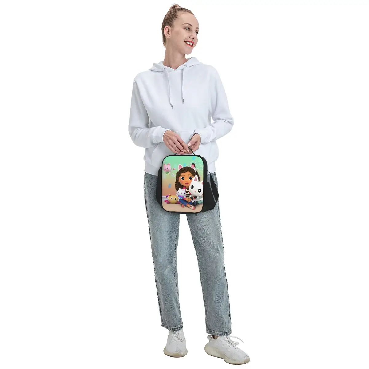 Custom Gabbys Dollhouse Insulated Lunch Bags for School Office Gabby Cat Pandy Paws Portable Cooler Thermal Bento Box Women Kids