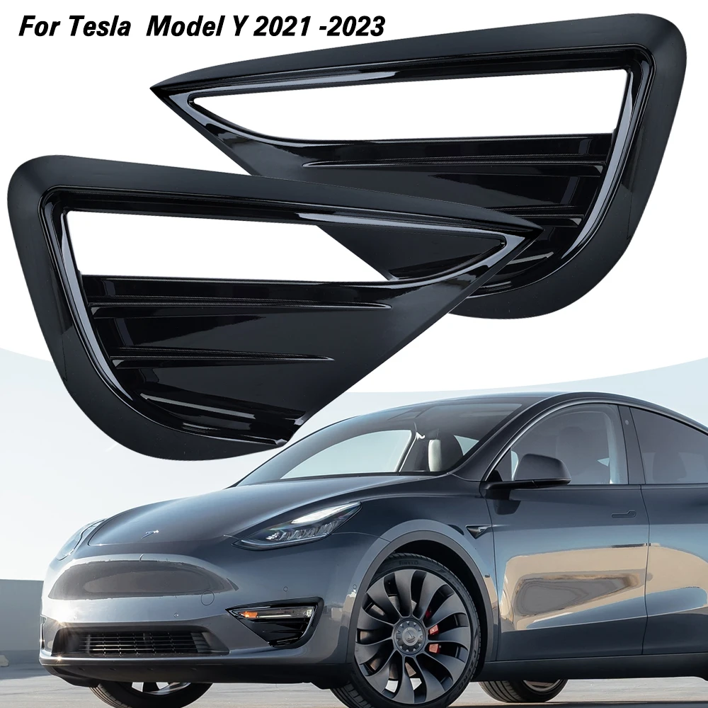 

For Tesla Model Y 2021 2022 2023 Fog Light Cover Black Carbon Fog Lamps drl Shade Car Front Lights Hoods Cover Trim accessory