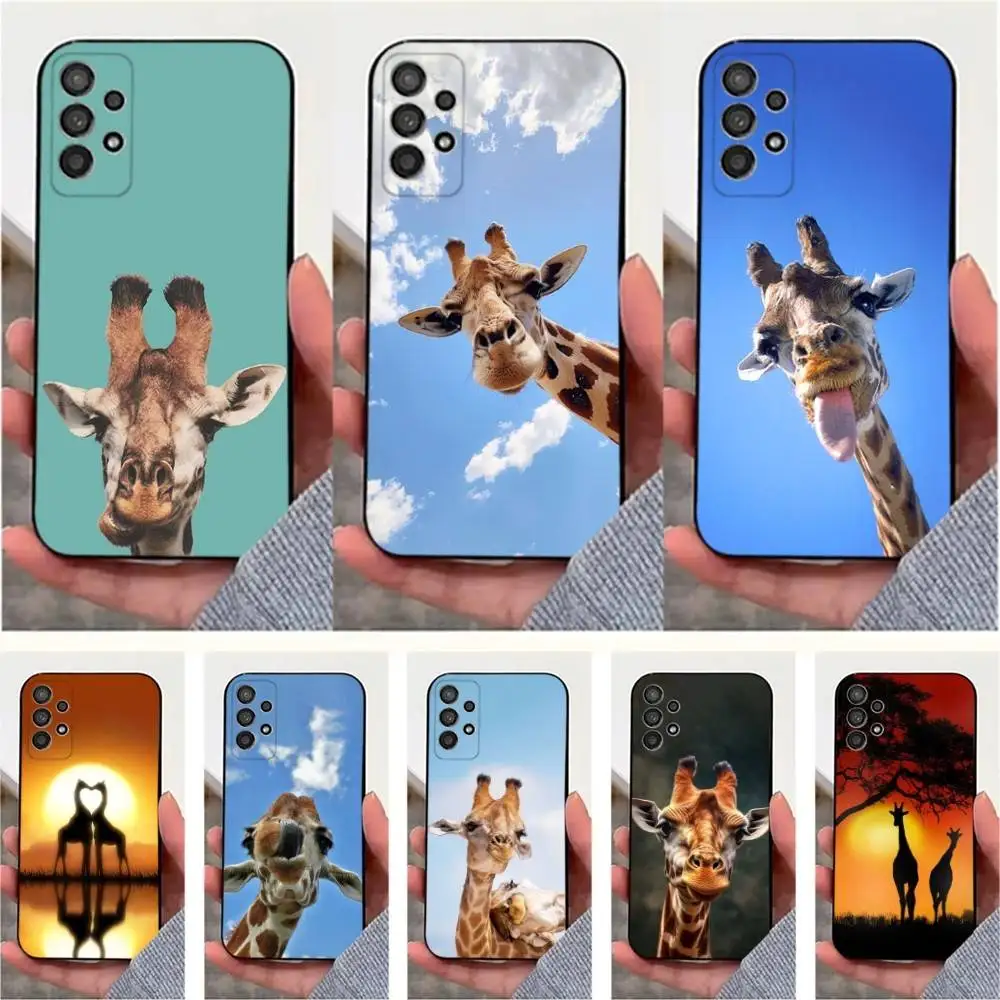 

Animal Giraffe Cute Funny Phone Case For Samsung S25,S24,S23,S22,S20,S21,S10,Ultra,Plus,Lite,FE,Soft Silicone Black Cover