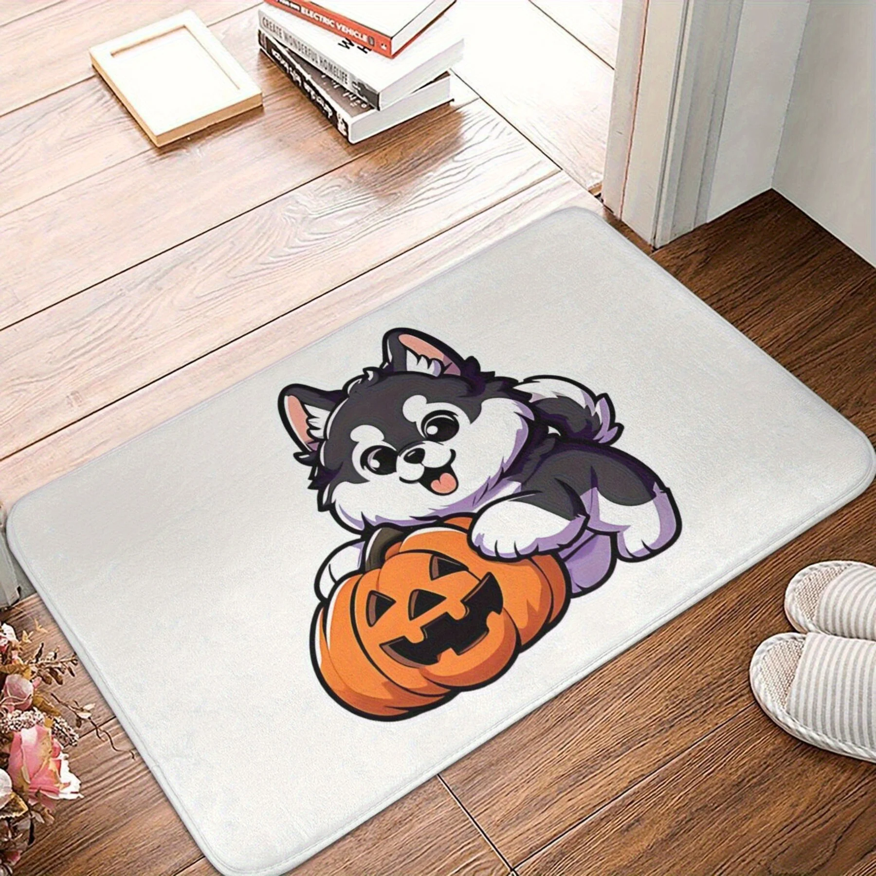 1 One Alaska Bath Mat, Halloween Little Alaska Malamut Door Mat, Kitchen Carpet, Entrance Door Blanket, Home