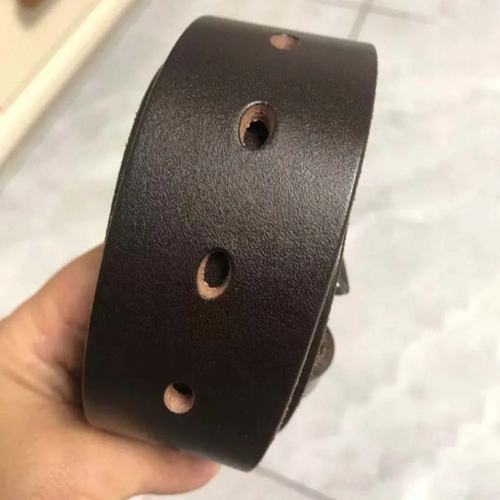 قابل للتعديل سبيكة الرجال حزام عريض الملمس مربع مشبك حزام جلد طبيعي البني دائم الجينز زنار الطلاب #2