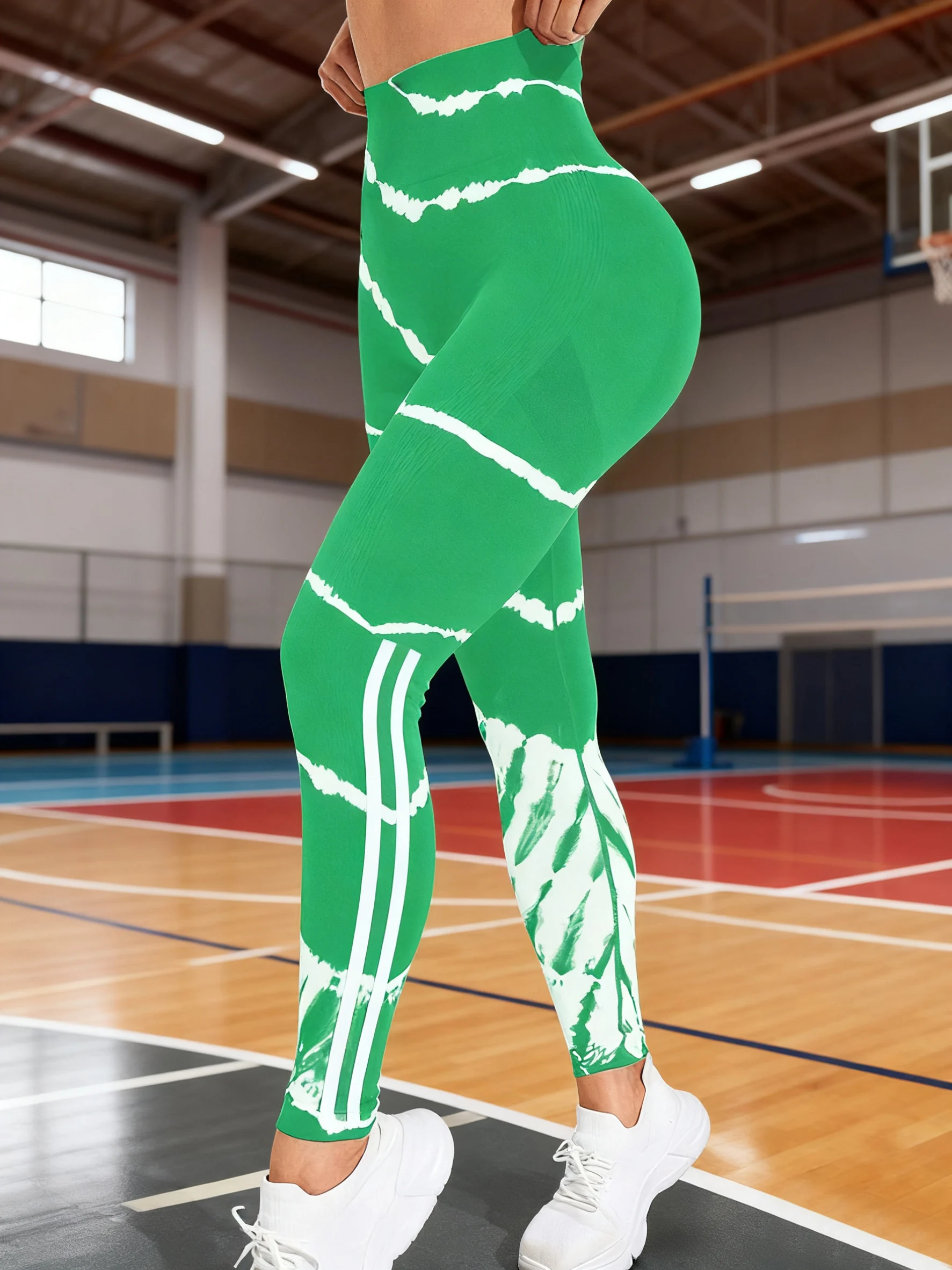 

1pc Yoga Pants, European And American Tie Dye Striped Seamless Yoga Pants, Hip Lifting Exercise Running Fitness Pants