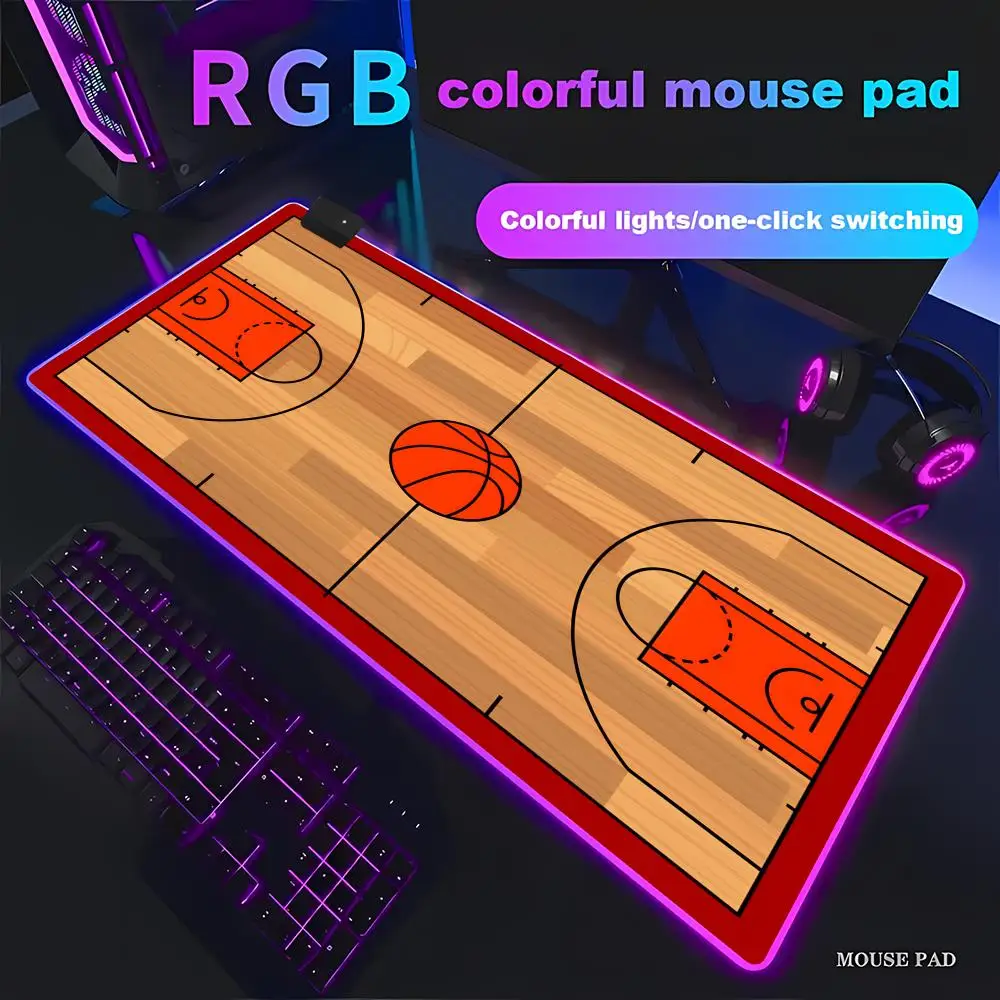 

RGB Basketball court Mouse Pad Large Computer Office Game Table Mats XXL Rubber Anti-slip Gaming Keyboard HYBXAXC Long Desk Pads