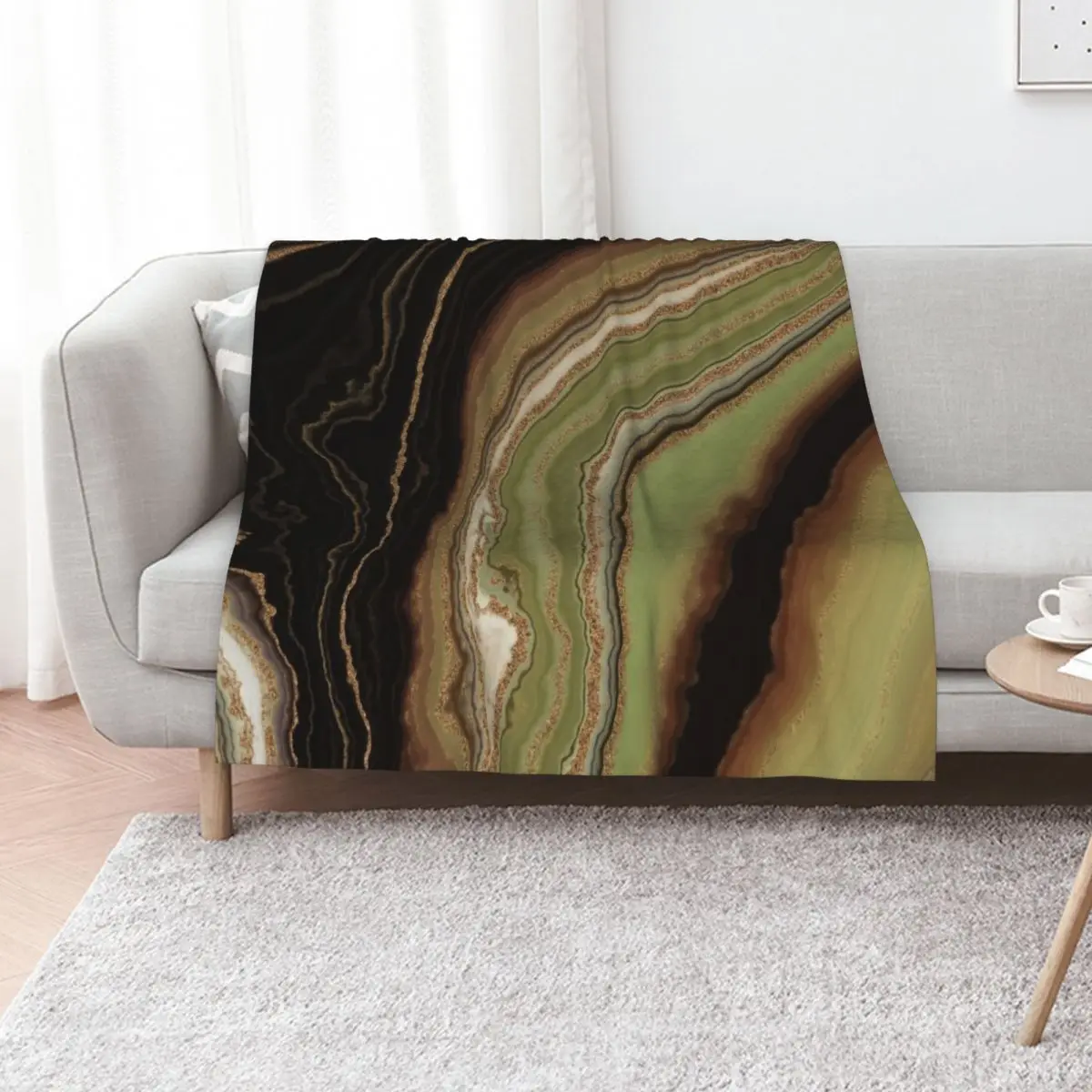 Green And Brown Fractal Dutch Pour Throw Blanket For Sofa Thin cosplay anime wednesday Warm Sofas Blankets