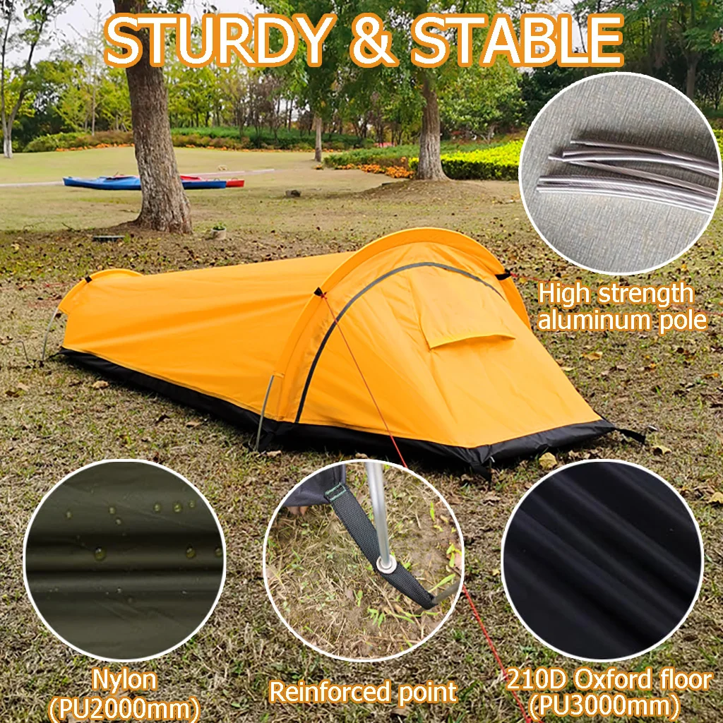 Ultraleichtes Zelt - 1-Personen-Rucksackzelt, Ein-Personen-Mesh-Bivy, Wasserdichter Schlafsack für Rucksackreisen und Camping – Detail 5