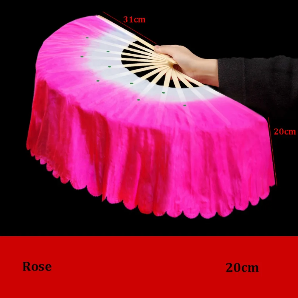 31cm Bamboo Chinese Short Bellydance Fan 17/20cm Half Circle Silk Veil Pairs Multicolors Yangko Dance Prop Performance