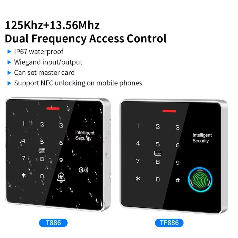 

Fingerprint Access Control Door System Opener Zinc Alloy Keypad Support Master Card Nfc Gate Keypad 125Khz+13.56Mhz RFID Reader