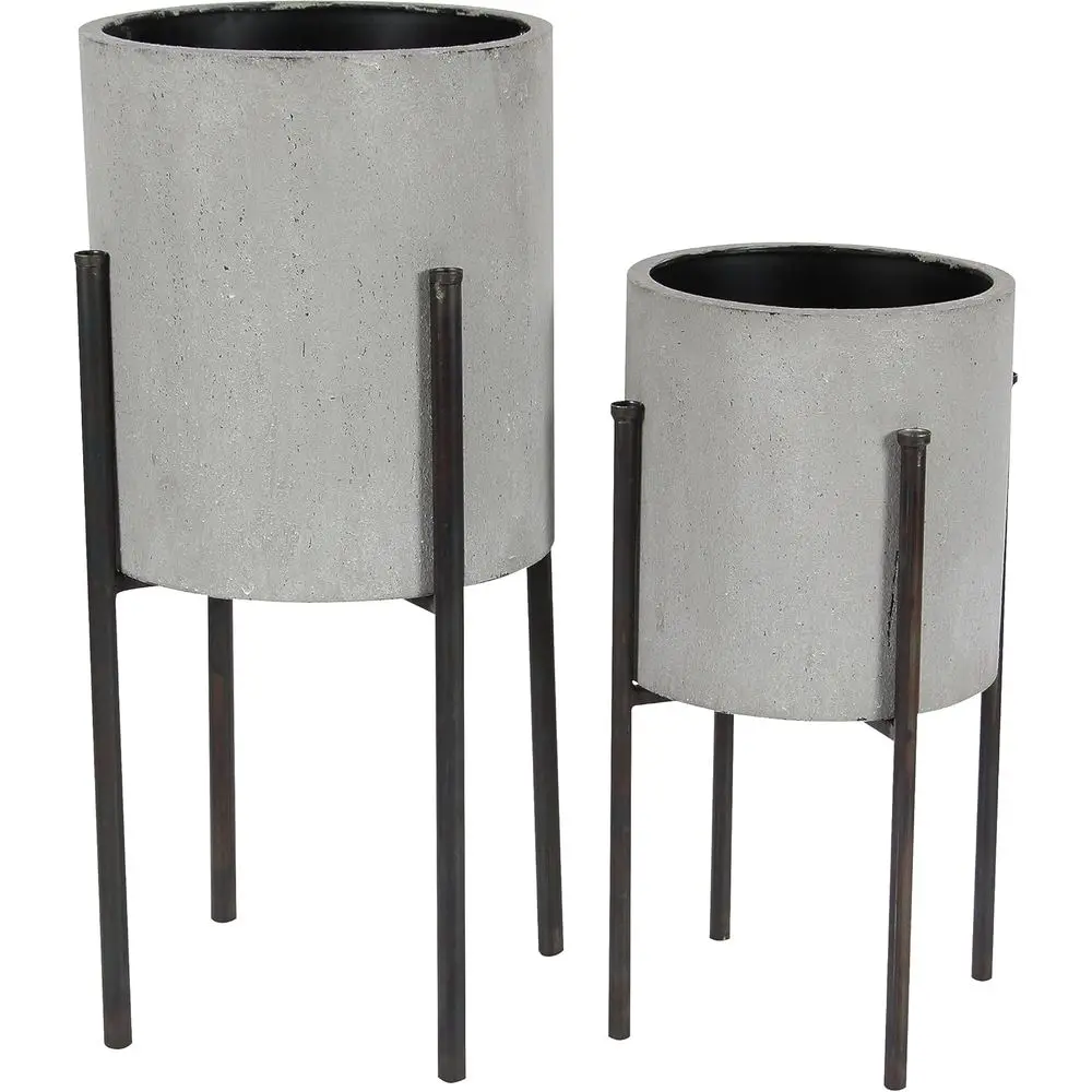 

Textured Metal Outdoor Planter Set, 19 & 23 Tall, Light Gray