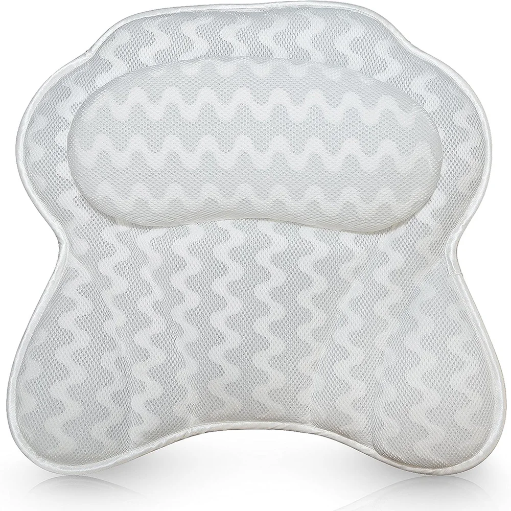 Hot Sale Custom Pillow with 6 Powerful Suction Cups 3D Air Mesh Bath Pillow Bathtub Bath Pillow