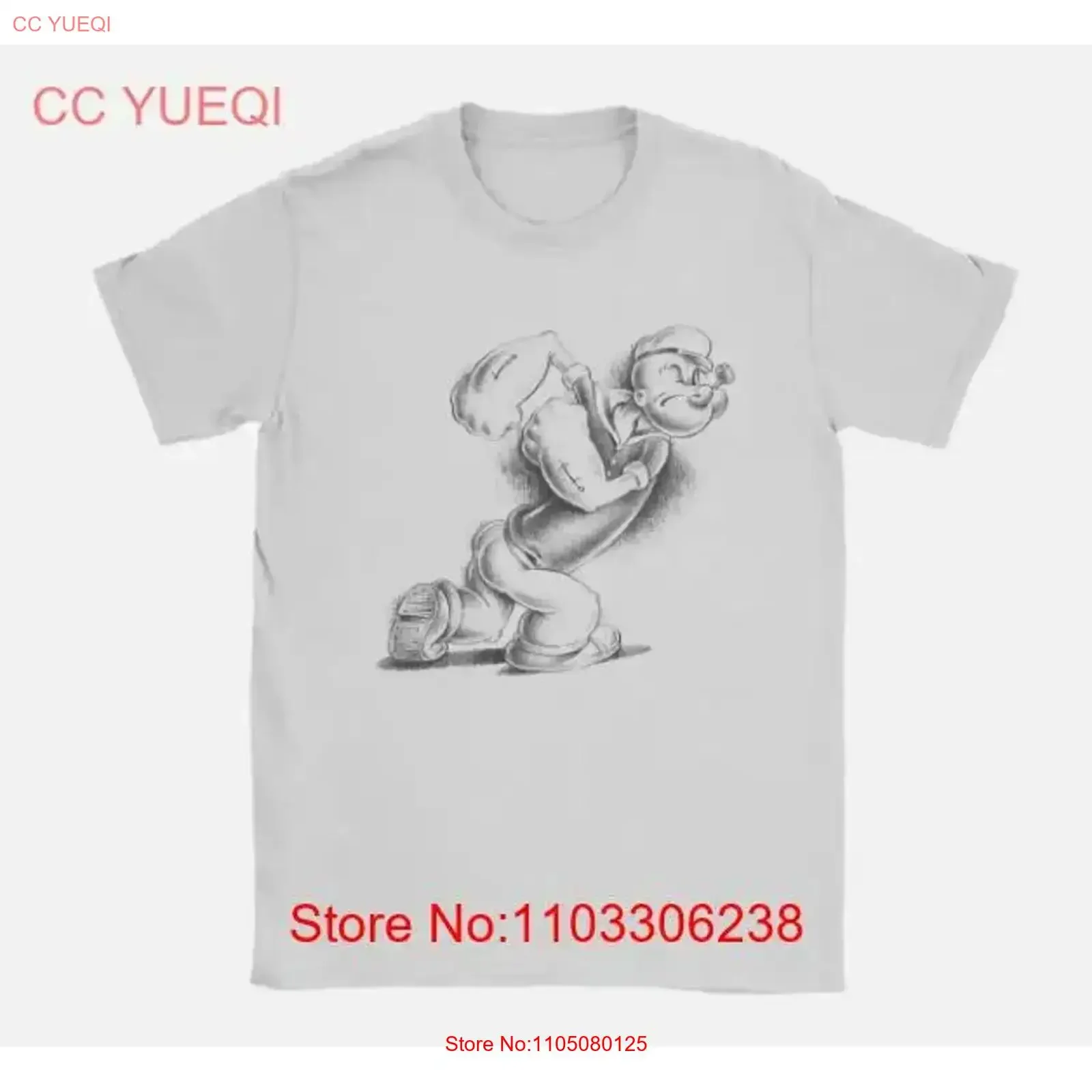 Camiseta Popeyes Here Comes Trouble para hombre, ropa de algodón 100 de dibujos animados, ropa corta loca vintage lavada, transpirable, ropa de calle suave para hombre