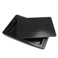 Aluminum Fast Defrosting Tray Rectangular Black Thawing Plate With Water Storage Box Meat Thaw Frozen Board Poultry