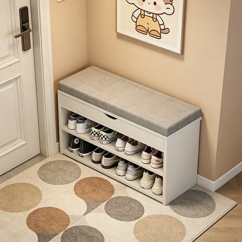 Narrow Entryway Shoe Bench with Storage Compact Shoe Rack Stool Combo for Small Hallways Space Saving Seating Organizer