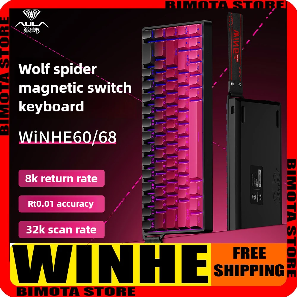 

Aula Win 60/68He Magnetic Switch 8k Keyboard Wired Win60 68 New Custom Rgb Hot Swap Rt Esports Gamer Mechanical Keyboard Gifts