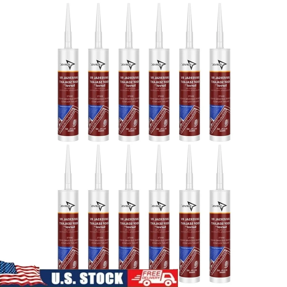 

RV Roof Sealant Self-Leveling Caulk Waterproof Adhesive Repair Sealant RVs Trailers Campers All-Weather Durable Maintenance 12