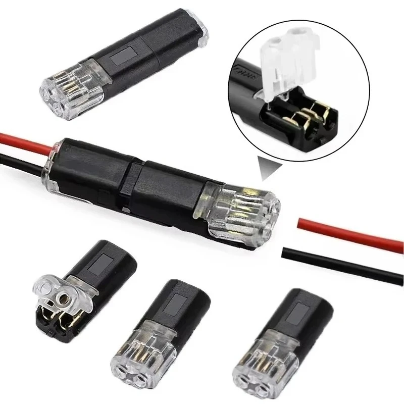 30/50/100Pcs LED Light Strip Connectors Double-Wire Plug-in Connector with Locking Buckle 2 Pin 2 Way Low Voltage Fast Connect