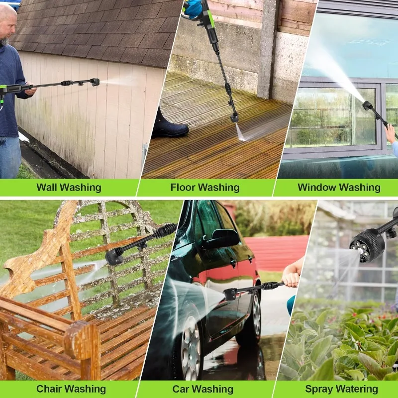 Homdox Cordless Pressure Washer w/ 2 * 40V Battery, 1300 PSI Cordless Power Washer, Portable Pressure Washer w/ 6-in-1 Nozzle