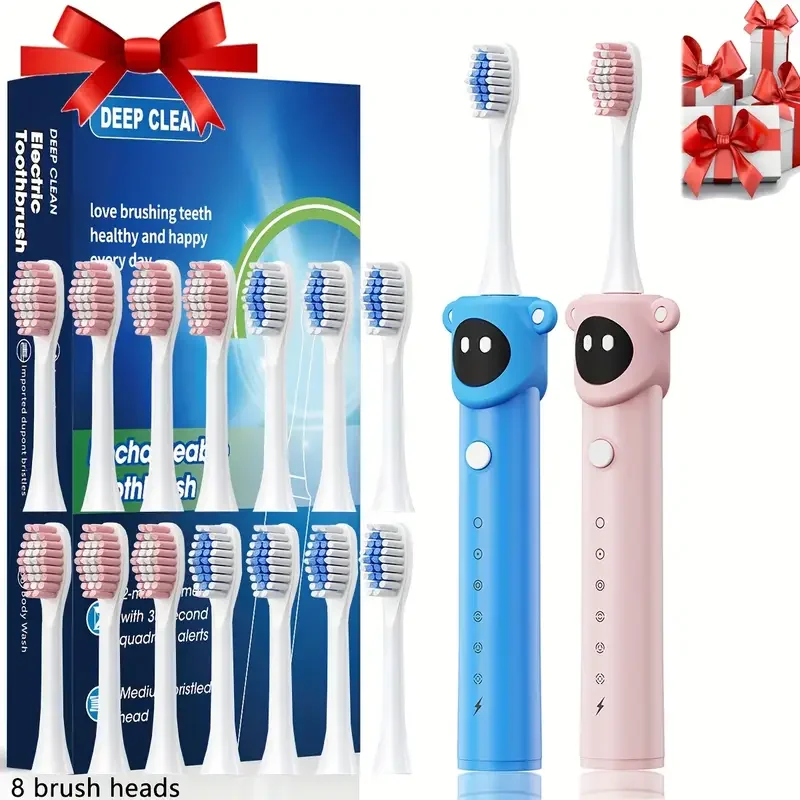 

Children Sonic Electric Toothbrush Colorful Cartoon For Kids USB Rechargeable Soft Automatic Waterproof With Replacement Head