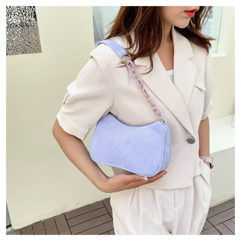 Fashion Shoulder Bags For Women 2022 New Casual Corduroy Crossbody Bags For Women Solid Color Simple Handbags Women\'S Bag