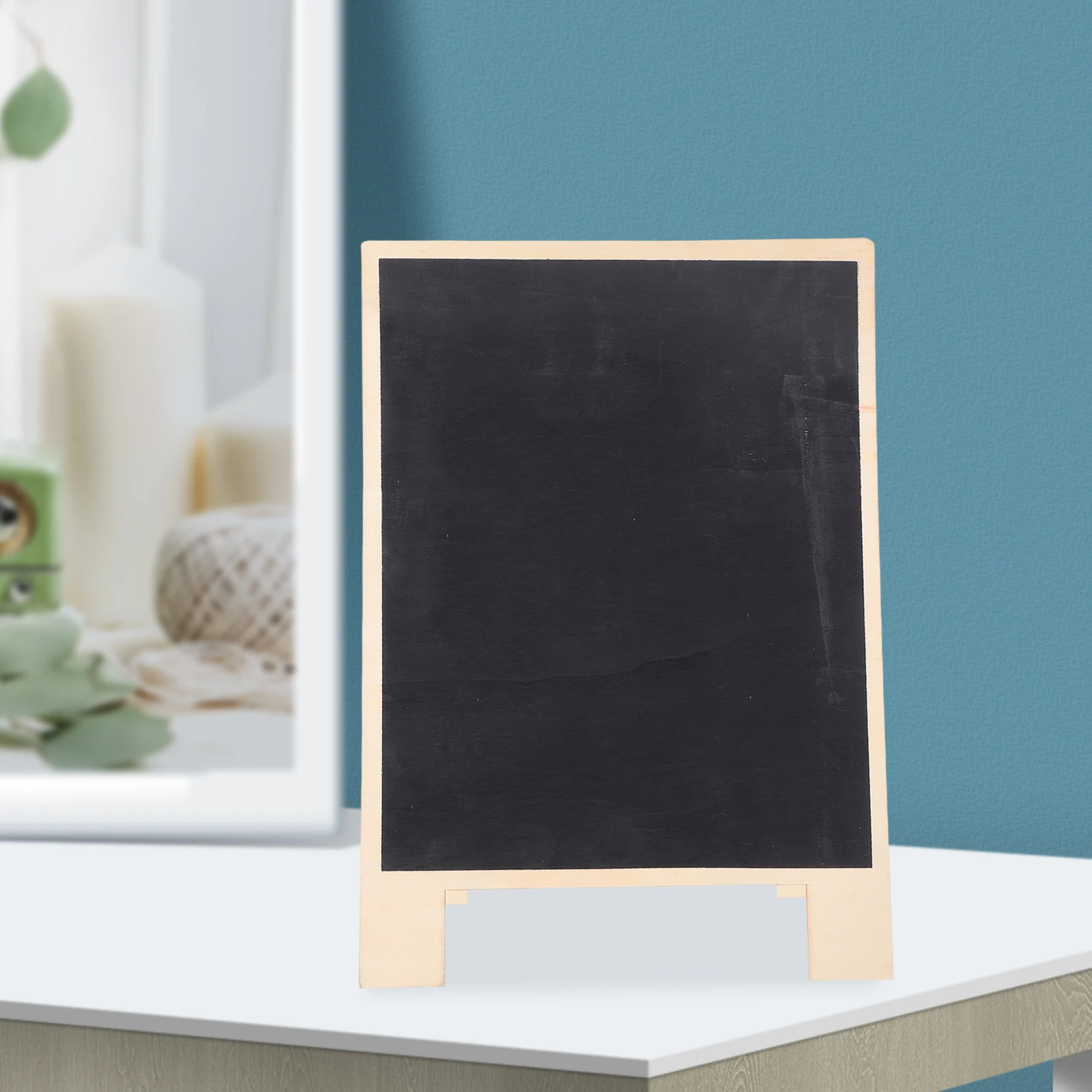 Double Sided Wooden Chalkboard Signs Foldable Tabletop Message Board for Home Bar Cafe Wedding Menu Decoration Natural Wood