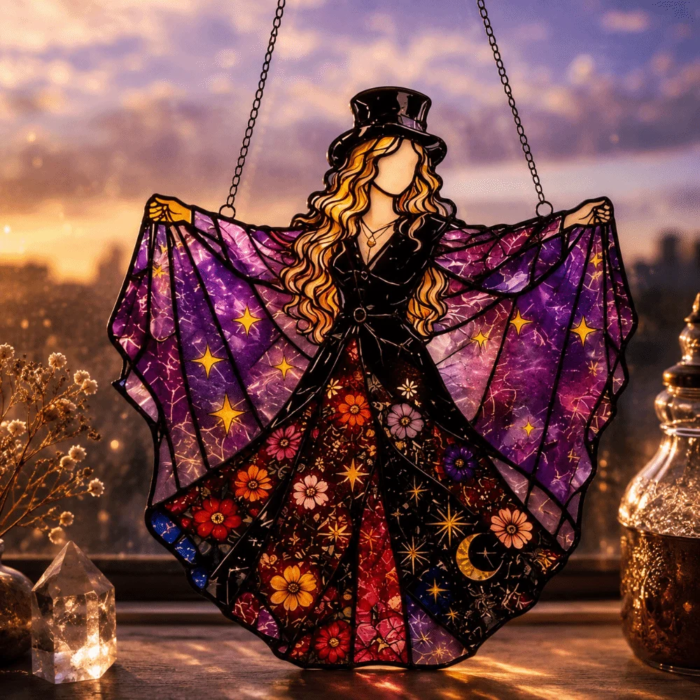 Colorful Dancing Lady Window Pendant Acrylic Home Decor Wind Spinner Gothic Witch Style Halloween Hanging Ornaments Home