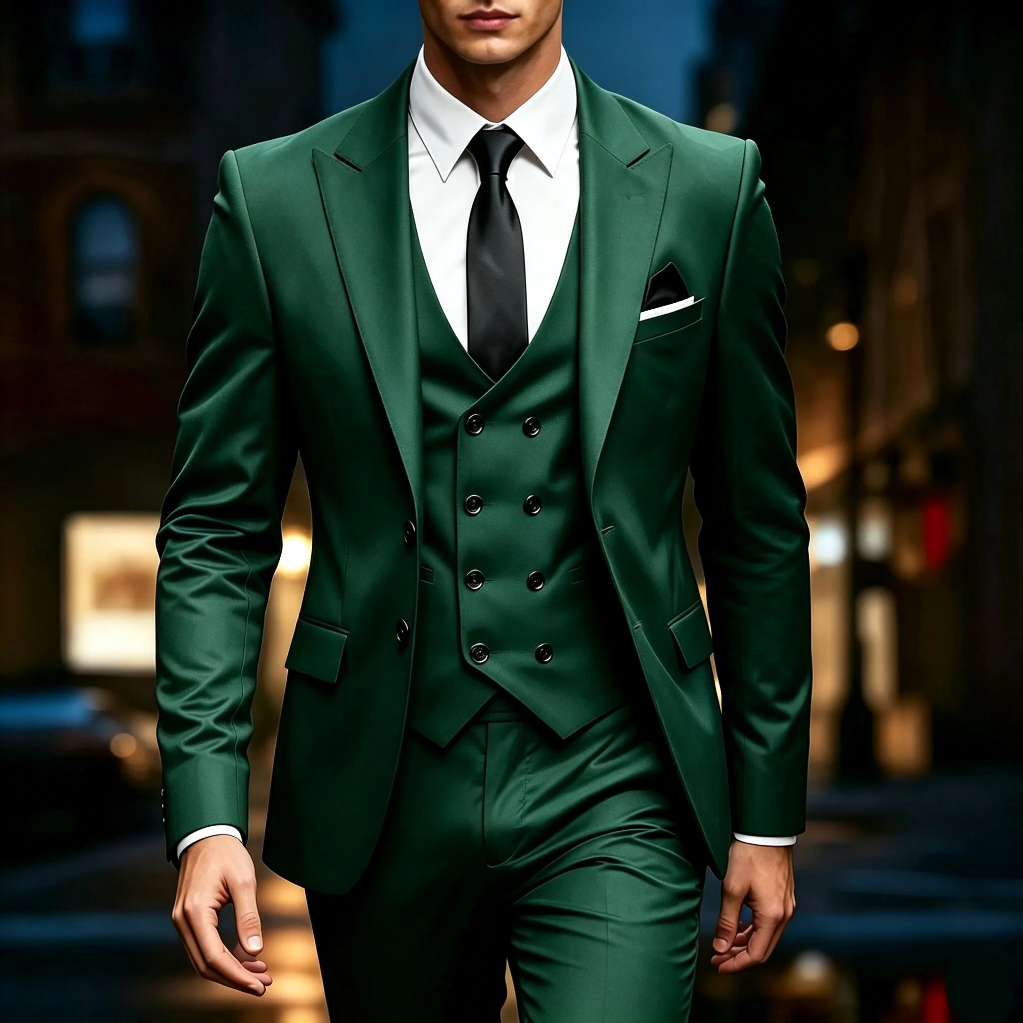 Dreiteiliger Herrenanzug | Hochzeitsanzug mit Blazer und Hose für Abschlussball, Bankett und offizielle Anlässe – Detail 3