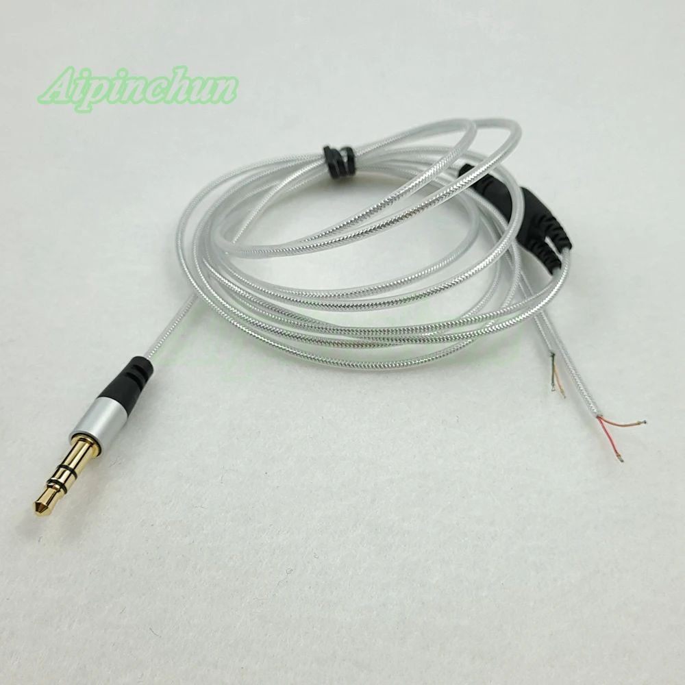 Aipinchun kabel Audio Earphone DIY, kabel Jack tipe jalur 3 tiang 3.5mm, perbaikan, kabel pengganti Warna Perak