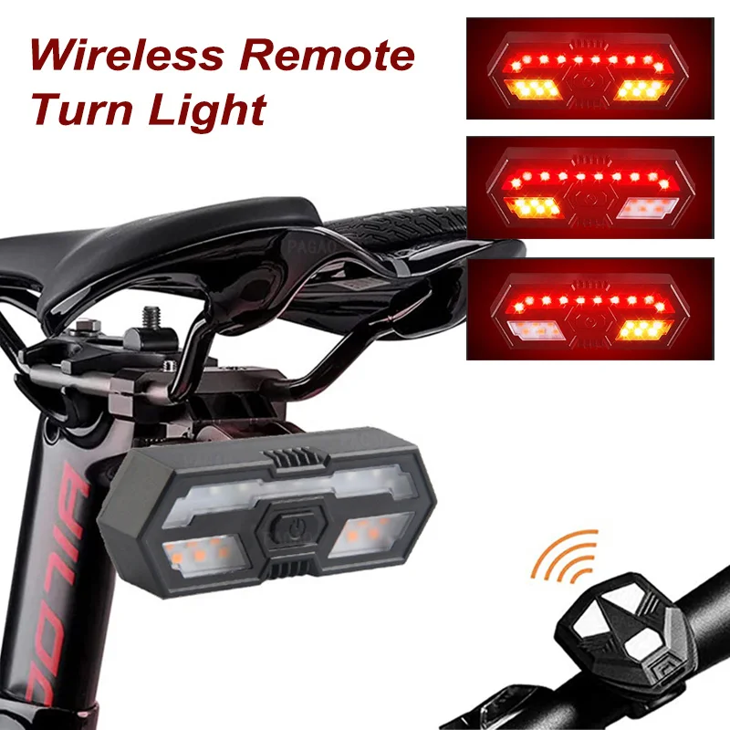 Bike Turn Signal Tail Light LED Bicycle Rear Horn Lamp USB Rechargeable Bike Wireless Light Back MTB Taillight Bike Accessories