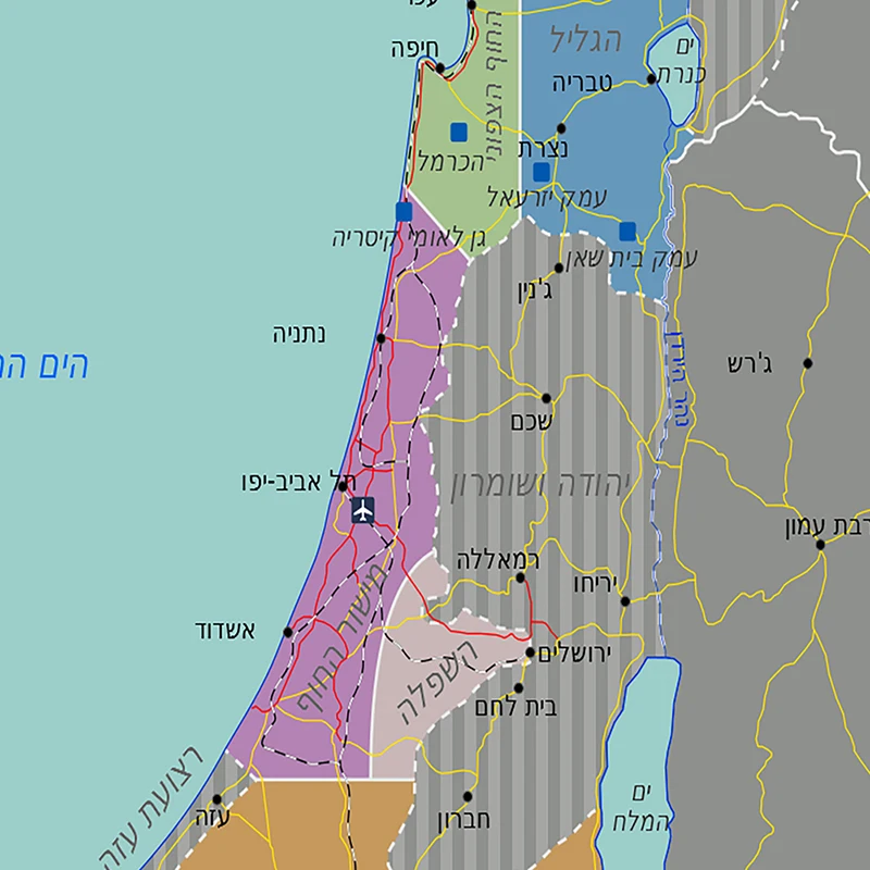 100*150cm mapa izrael na hebrajsku włóknina na płótnie malarstwo wersja 2010 plakat bez ramki drukuj Home Decor przybory szkolne