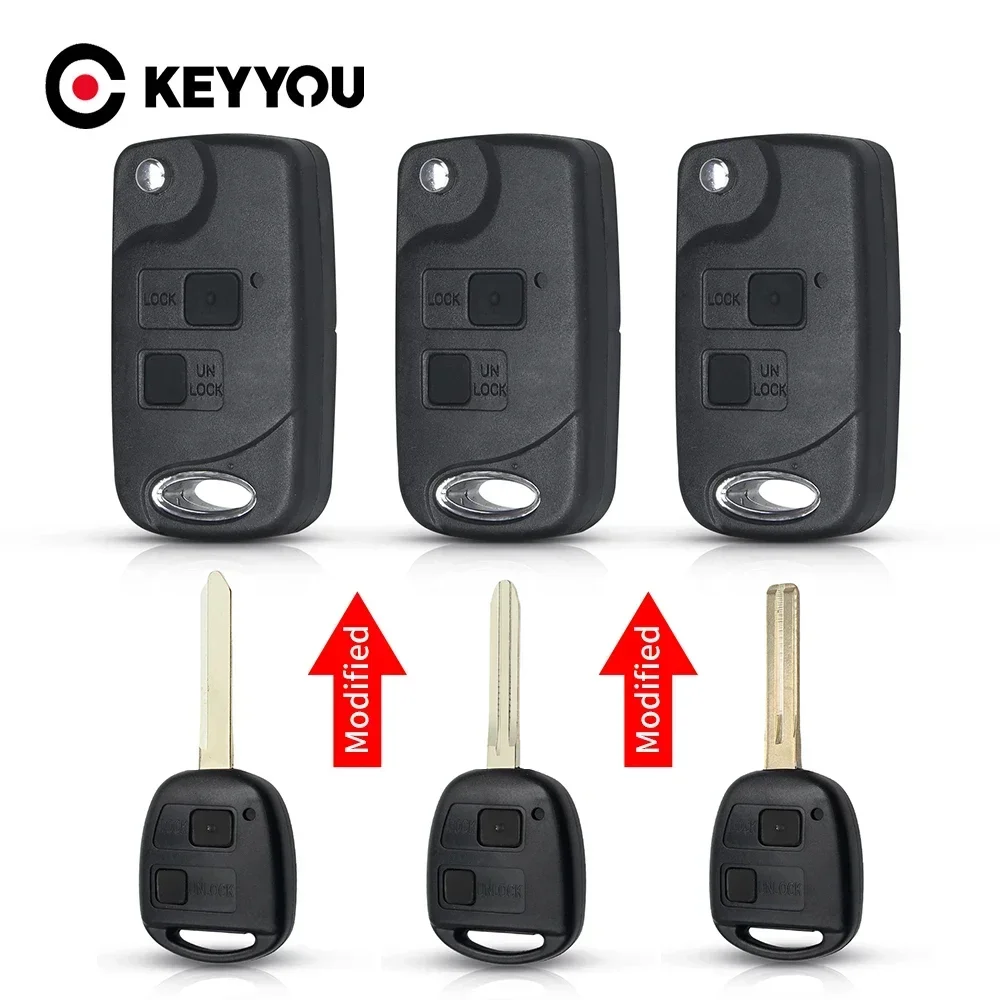 KEYYOU 10Pcs Modified Key Shell For Toyota Yaris Carina Corolla Avensis Camry Land Cruiser For Lexus Flid Key TOY43/47/48 Blade