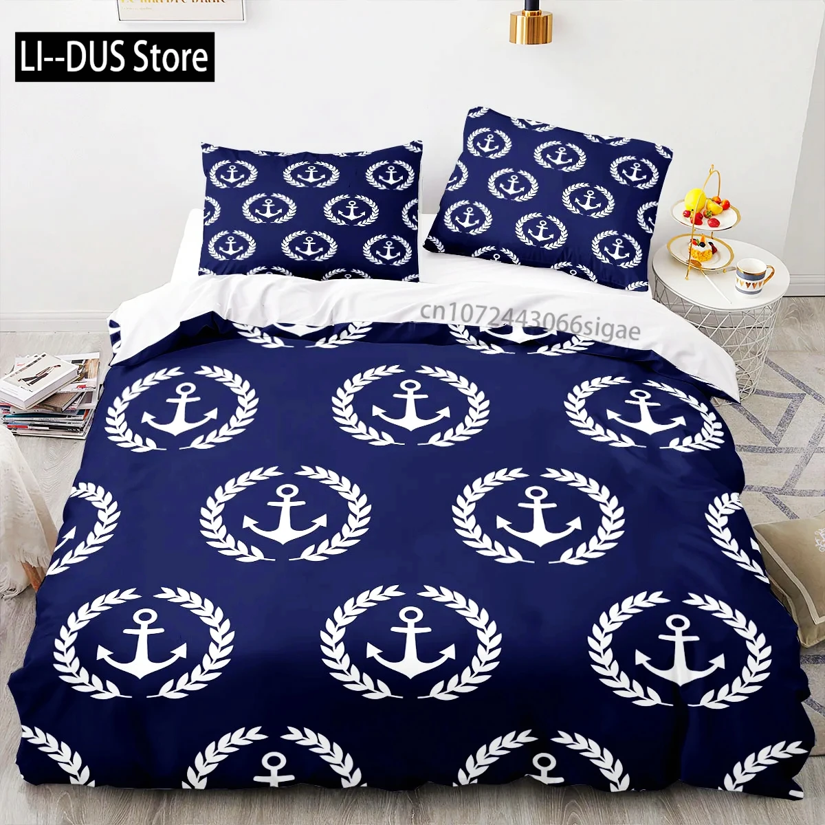 Anchor Marine Bedding Set Ocean Sea 3d Duvet Cover Sets Comforter Set Bedding Twin Queen King Single Size Blue Ship Vessel Kids