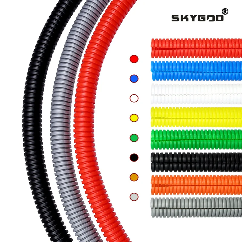 5/10M Corrugated Tubing AD 7.5/10/13 ~ 34.5mm Split Flexible Bellows Tube for Electric Conduit Protection Sleeve PP Plastic Pipe