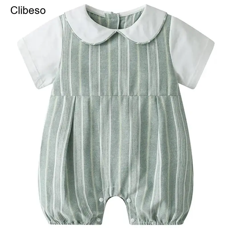 2024 Clibeso Summer New In Infant Baby Boys Short Sleeve Rompers Outwears Kids Cotton Clothing One-Pieces Newborn Cute Bodysuits