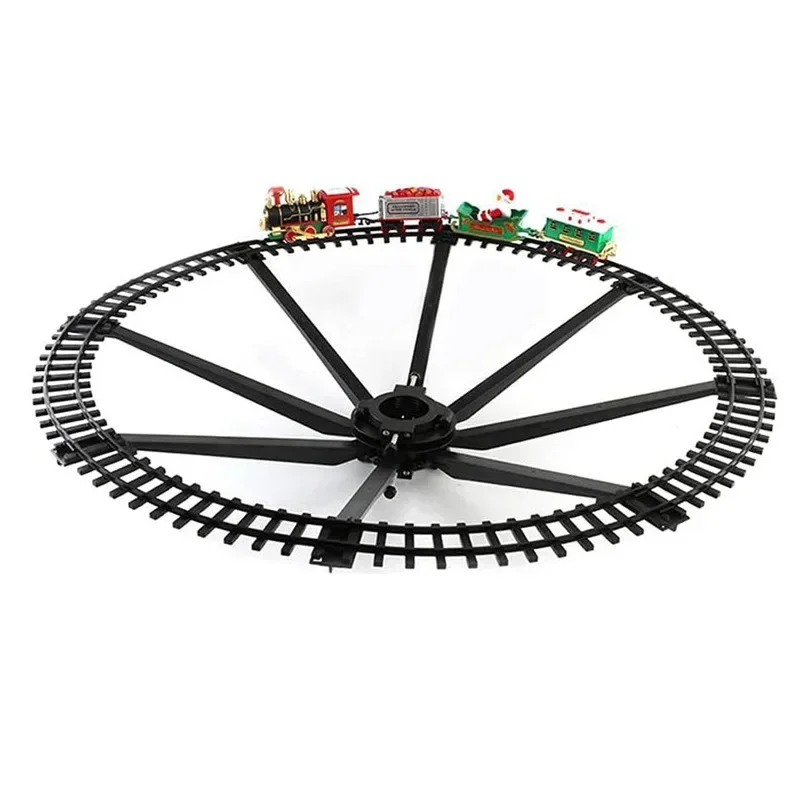 Christmas gifts rail car toys electric train Christmas tree atmosphere scene arrangement suspended gifts