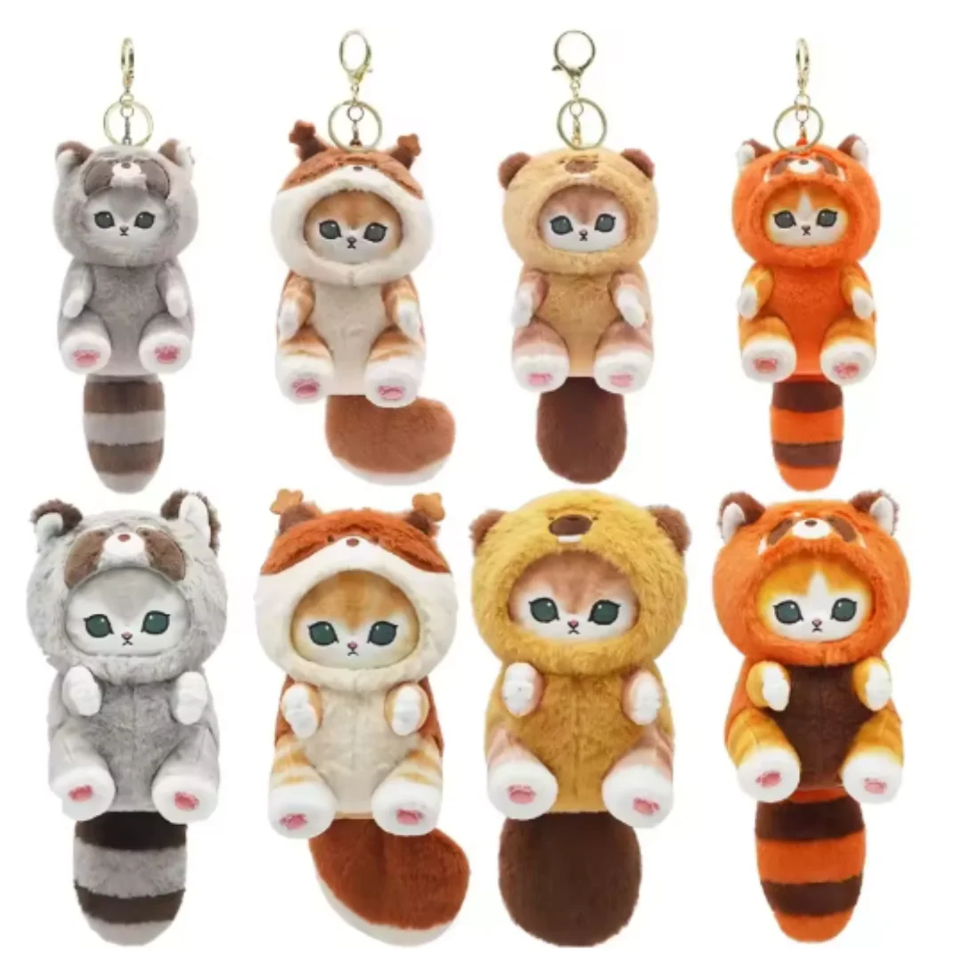 Kawaii Keychain Pendant Cartoon Mofusand Shark Cat Cross-Dressing doll Backpack Decor Toys